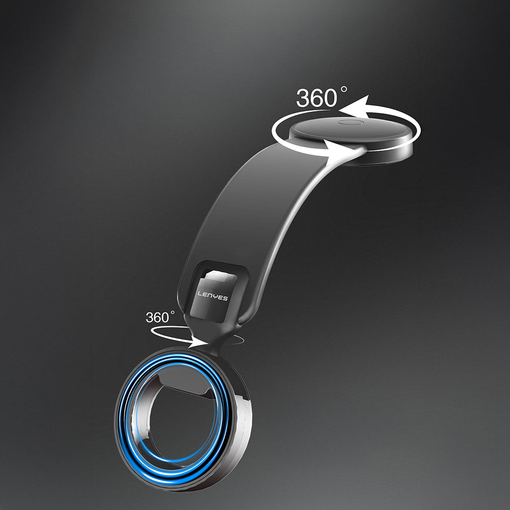 Lenyes CR185 Magnetik M-safe Uyumlu Bükülebilen Eğimi ve Düz Zemin Araç Telefon Tutucu Siyah