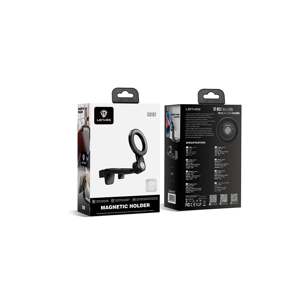 Lenyes CR187 Oynar Başlıklı Magnetik Masa Telefon Tutucu Siyah