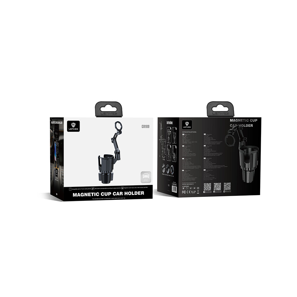 Lenyes CR189 360 Derece Dönebilen 2 in 1 Araç Telefon Tutucu ve Bardak Tutucu Siyah