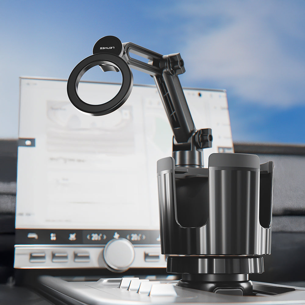 Lenyes CR189 360 Derece Dönebilen 2 in 1 Araç Telefon Tutucu ve Bardak Tutucu Siyah