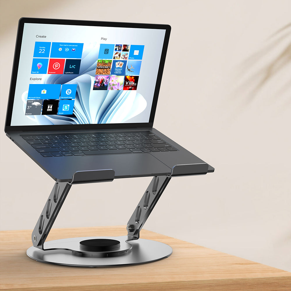 Lenyes CR190 360 Derece Dönebilen Katlanabilir Laptop Standı Gümüş