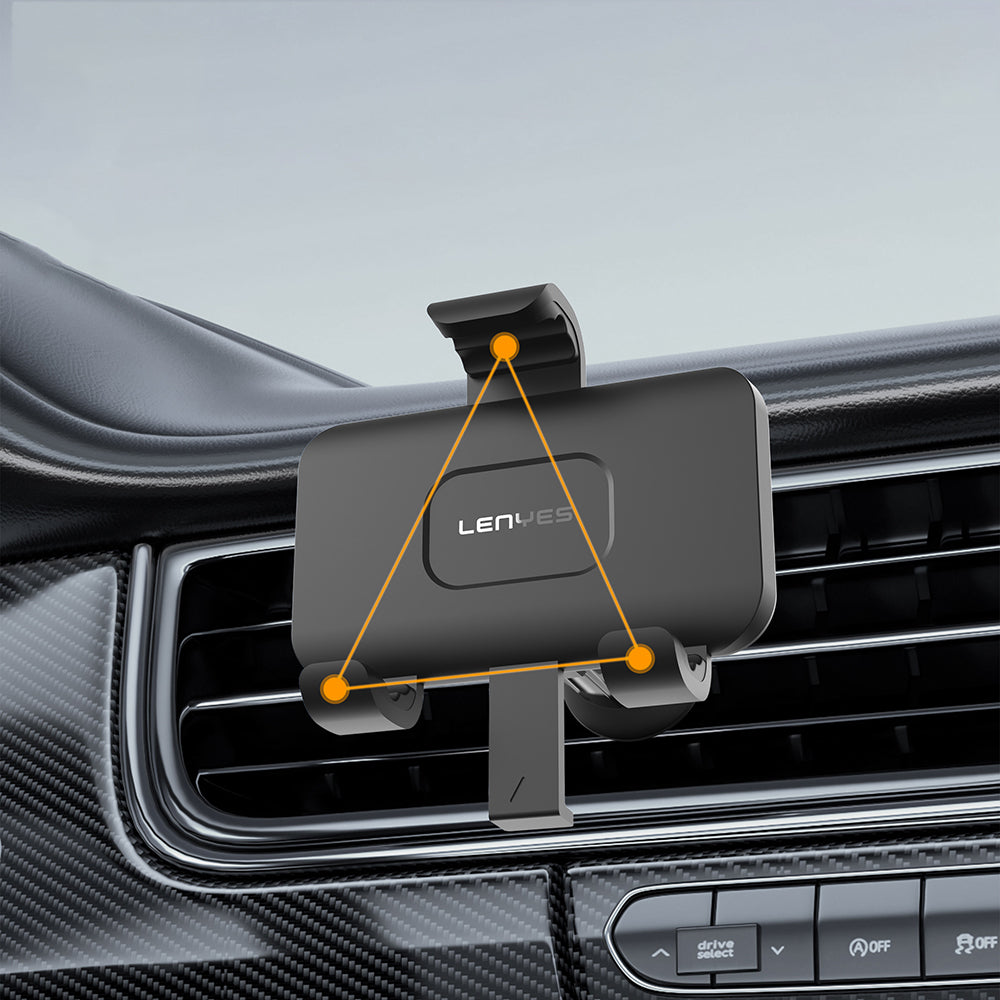 Lenyes CR196 360° Dönebilen Havalandırma Tasarım Araç Telefon Tutucu Siyah