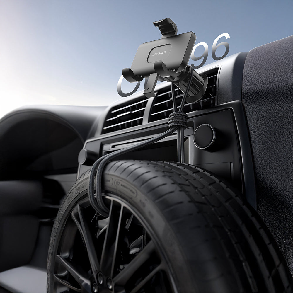 Lenyes CR196 360° Dönebilen Havalandırma Tasarım Araç Telefon Tutucu Siyah