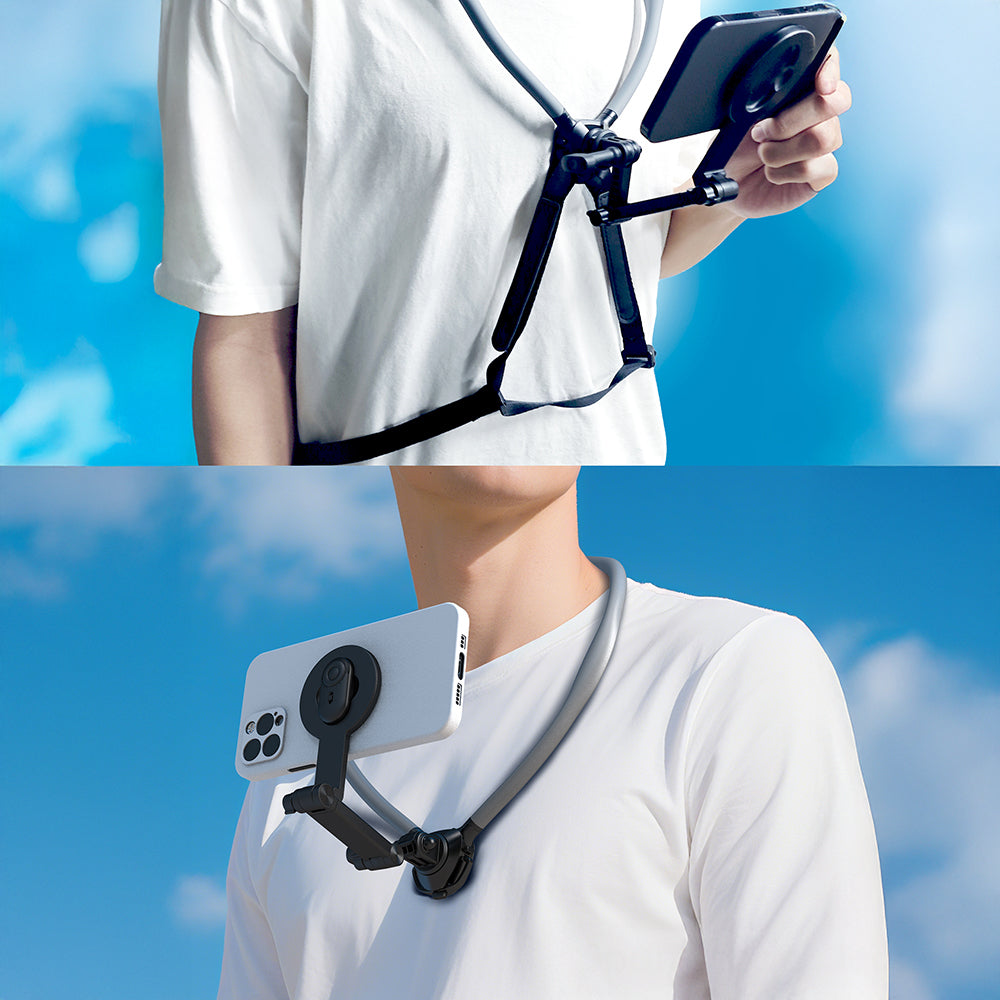 Lenyes CR197 Eller Serbest Magnetik Boyun Askılı Telefon Tutucu Siyah