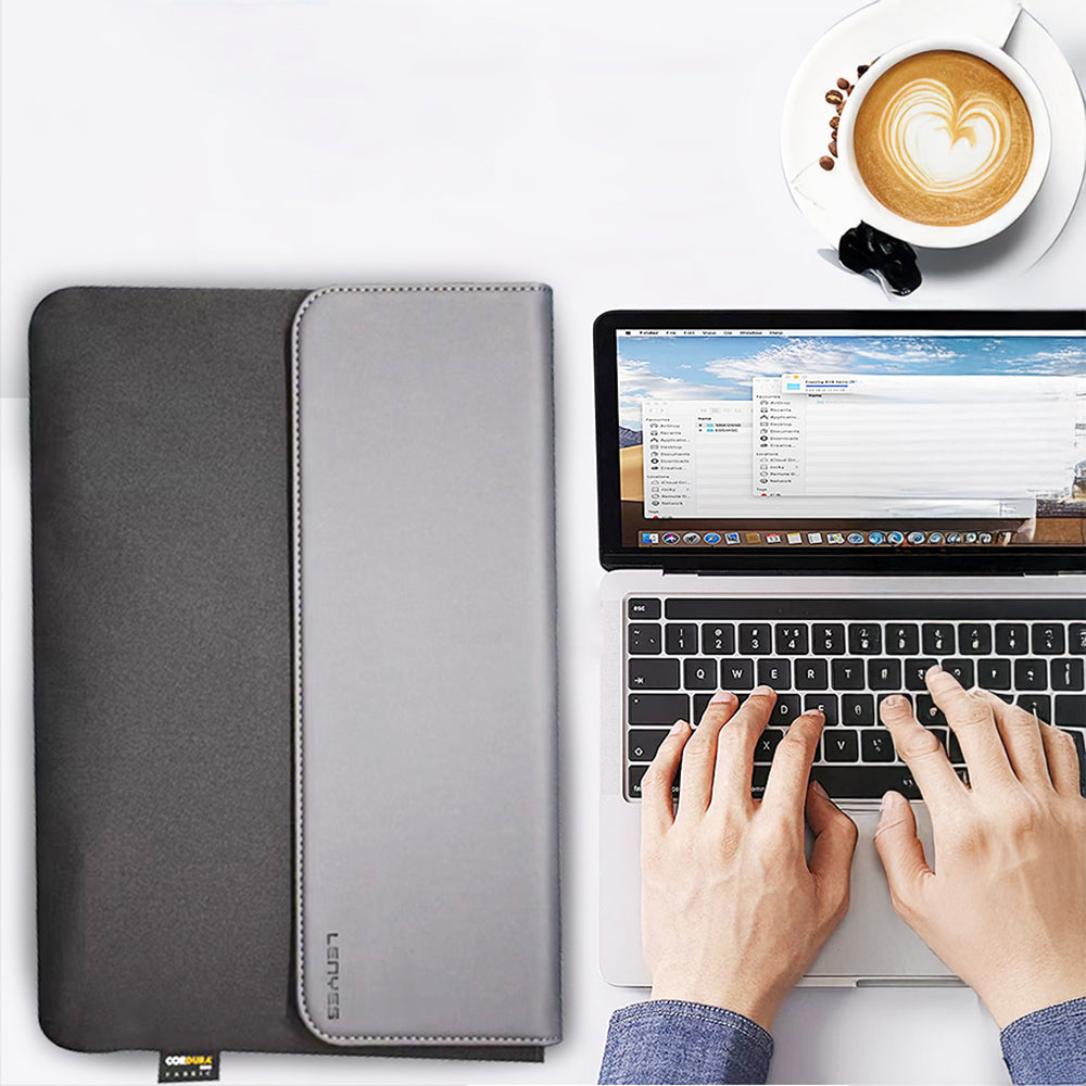 Lenyes LB503 Darbe Emici Su Geçirmez PU Cordura Kumaş 13-14 inç Laptop Çantası Siyah