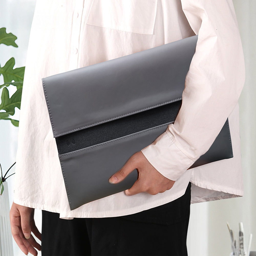 Lenyes LB511 NFC Tag Özellikli 14 inç Su Geçirmez Laptop Kılıfı Gri