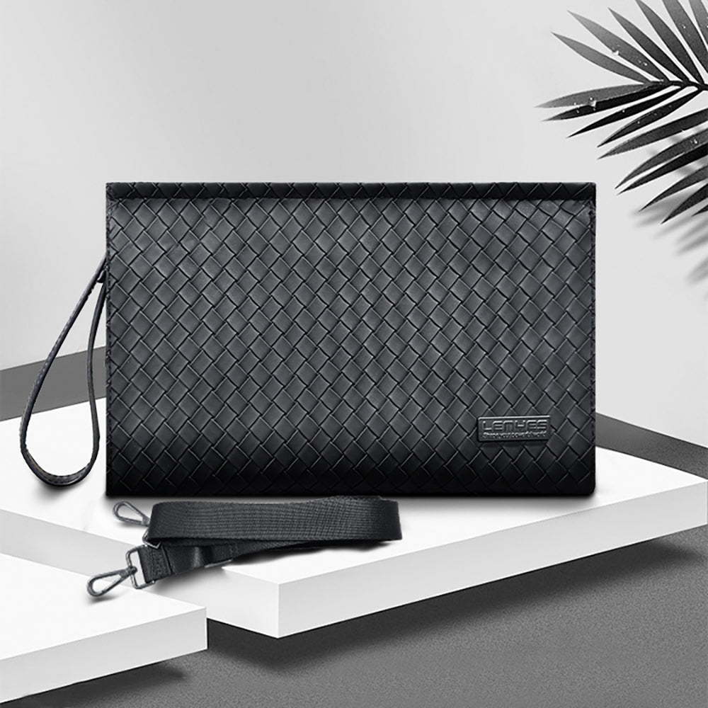 Lenyes LB531 Brett Dokuma PU Mat Deri Bilek Tasarımlı Çizilmeye Karşı Dayanıklı Aksesuar Çantası Siyah