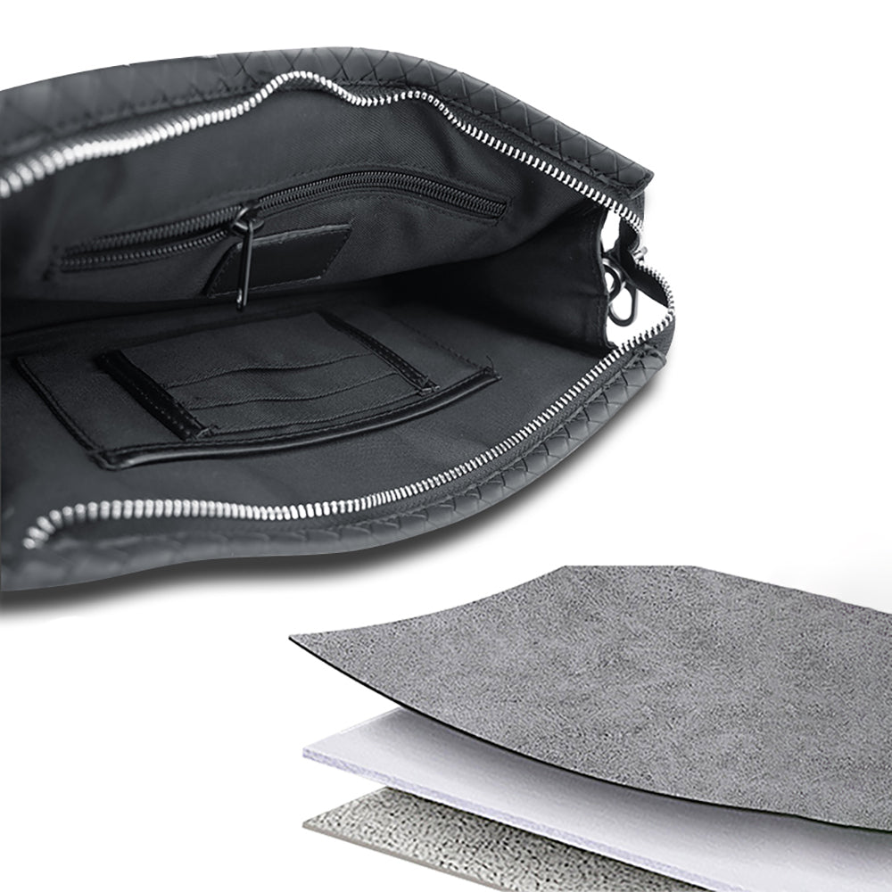 Lenyes LB531 Brett Dokuma PU Mat Deri Bilek Tasarımlı Çizilmeye Karşı Dayanıklı Aksesuar Çantası Siyah