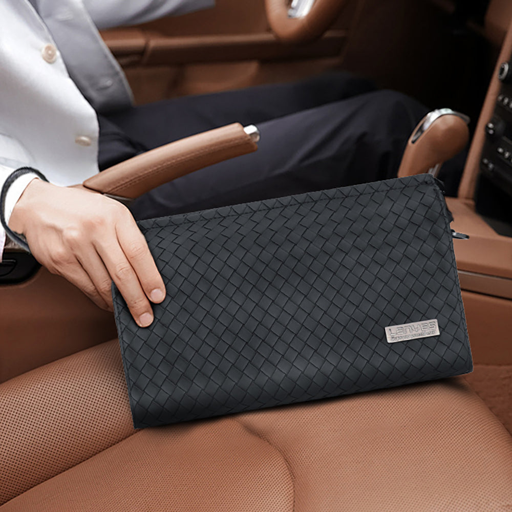 Lenyes LB531 Brett Dokuma PU Mat Deri Bilek Tasarımlı Çizilmeye Karşı Dayanıklı Aksesuar Çantası Siyah