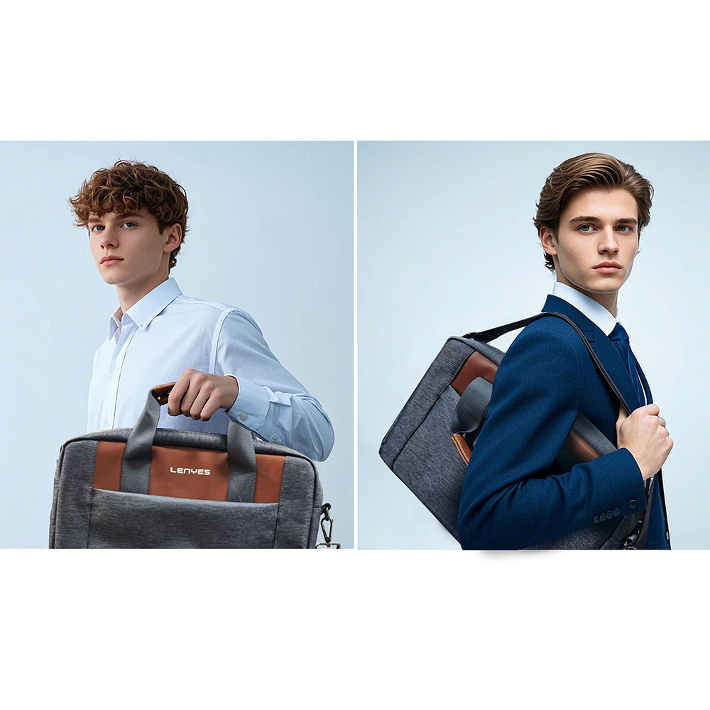 Lenyes LB543 Su Geçirmez Polyester Kumaş Çıkarılabilir Omuz Askılı 13-14 inç Laptop Çantası Gri