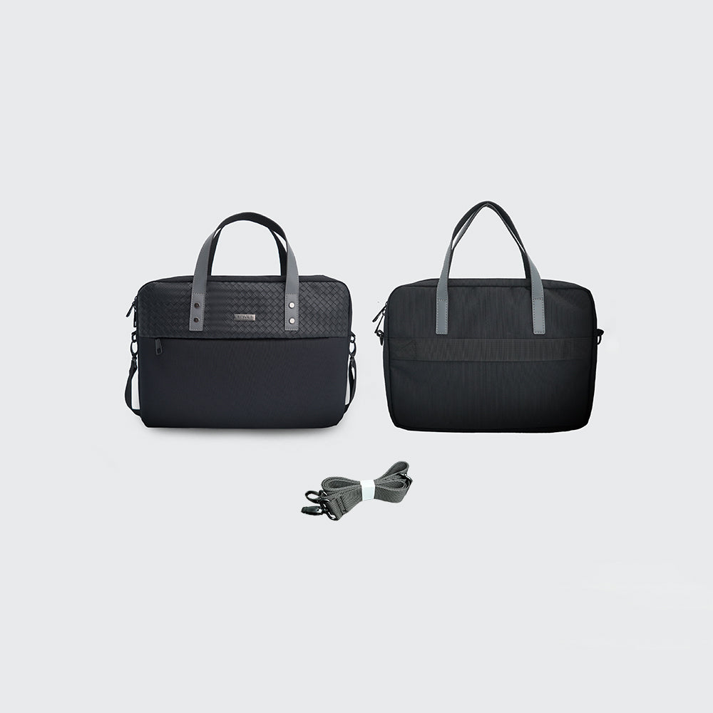 Lenyes LB553 Voyagers Serisi Su Geçirmez Polyester Kumaş Çıkarılabilir Omuz Askılı 15-16 inç Laptop Çantası Siyah