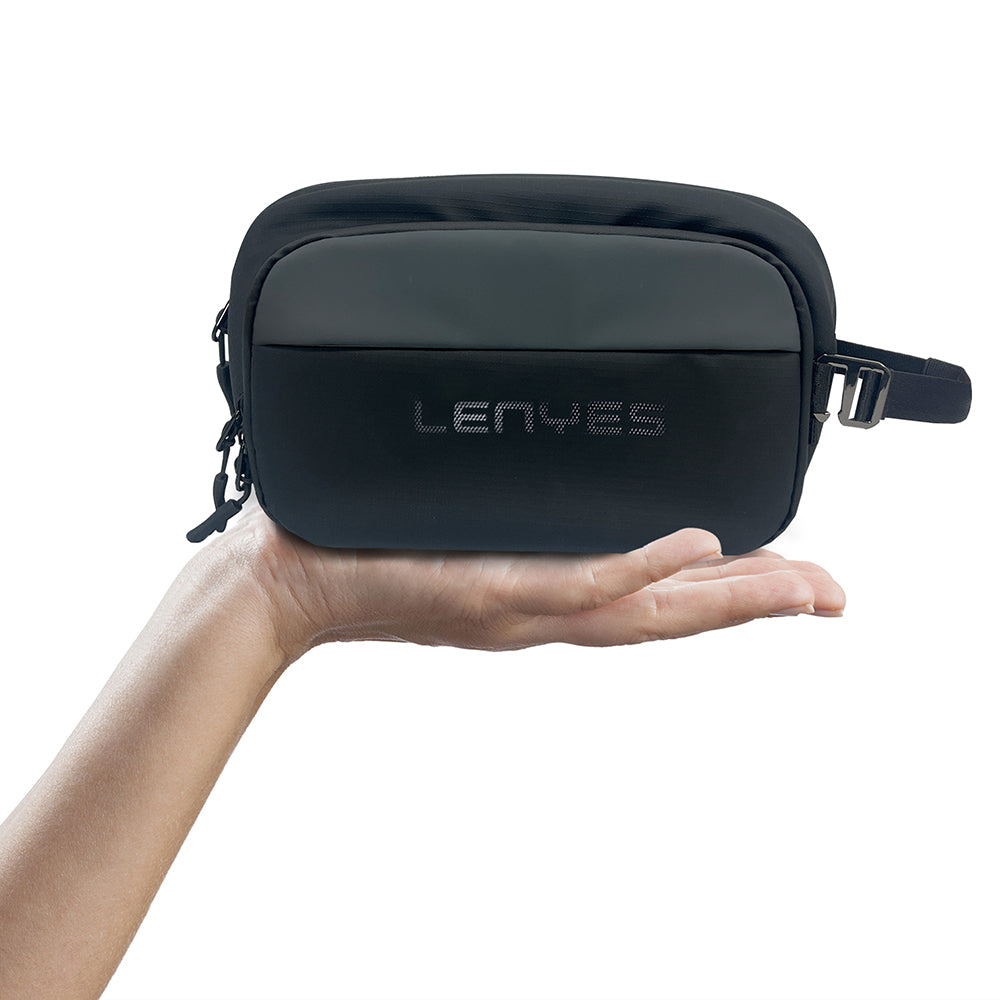 Lenyes LB561 Su Geçirmez Aşınmaya ve Çizilmeye Dayanıklı Çapraz Vücut Askılı Aksesuar Çantası 25.5cm Gri