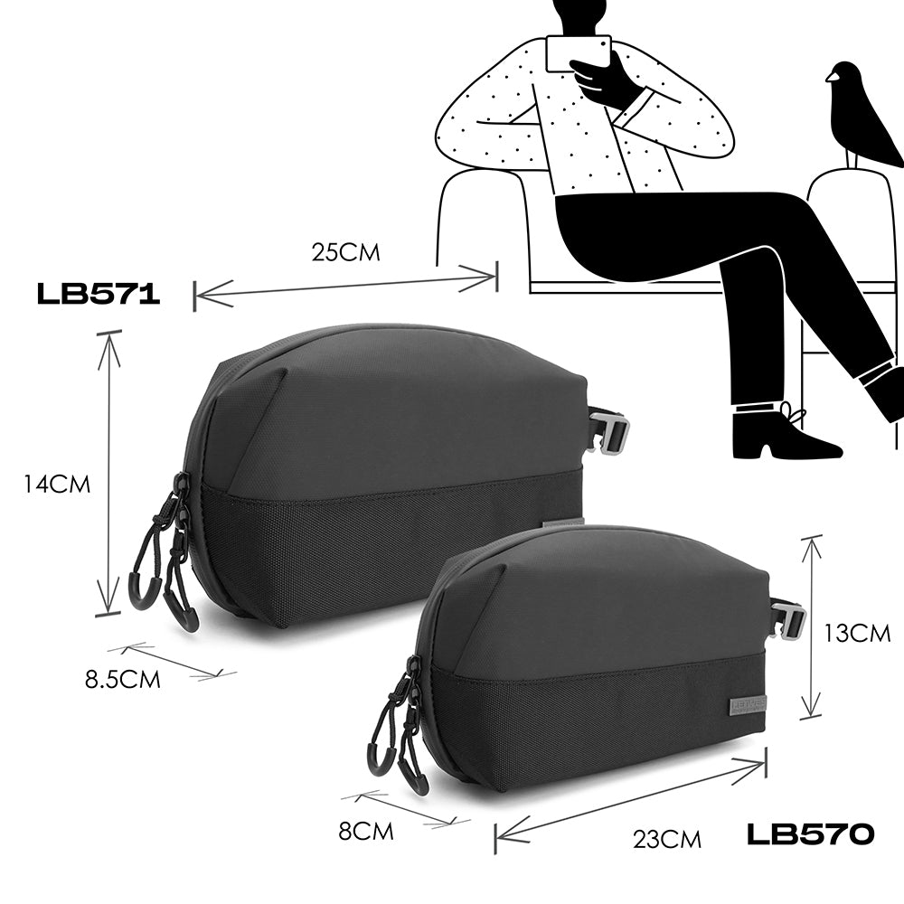 Lenyes LB570 Su Geçirmez Aşınmaya ve Çizilmeye Dayanıklı Aksesuar Çantası 23cm Siyah