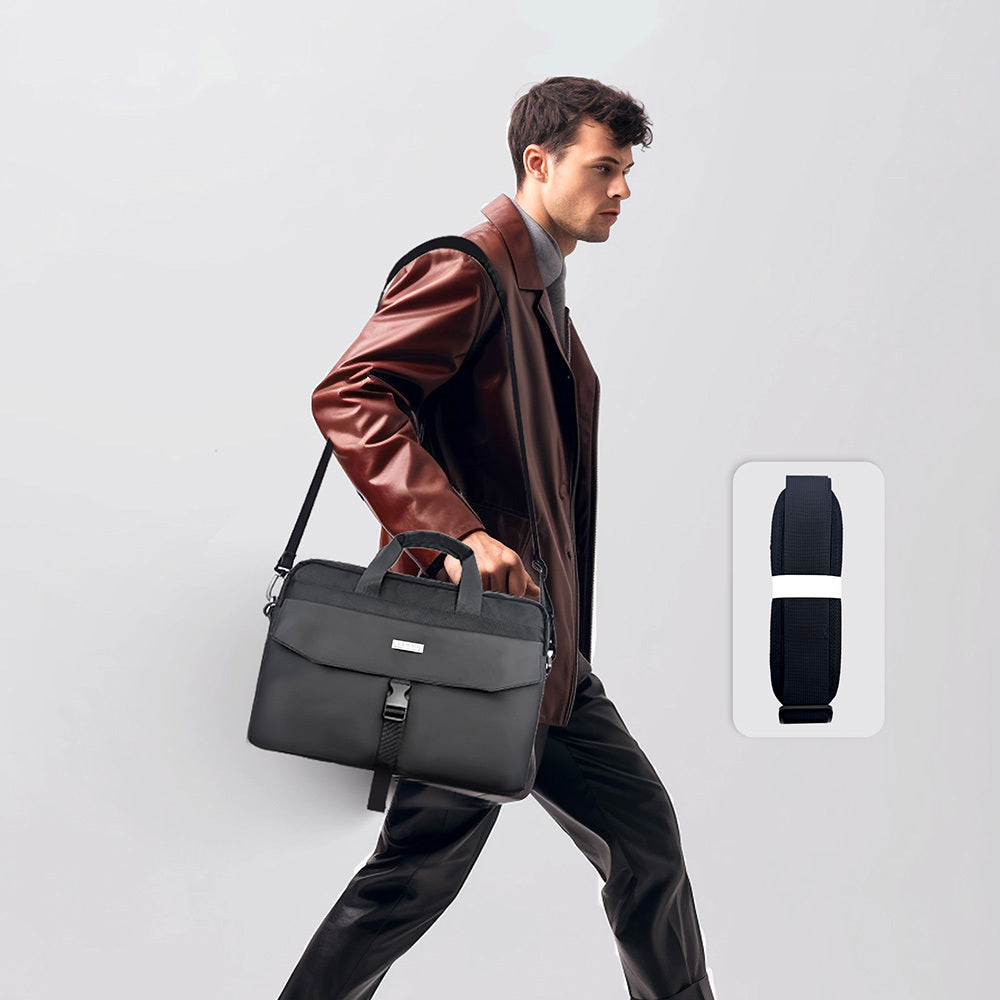 Lenyes LB578 Creator Serisi Su Geçirmez Polyester Kumaş Bagaj ve Çıkarılabilir Omuz Askılı 15-16 inç Laptop Çantası Siyah