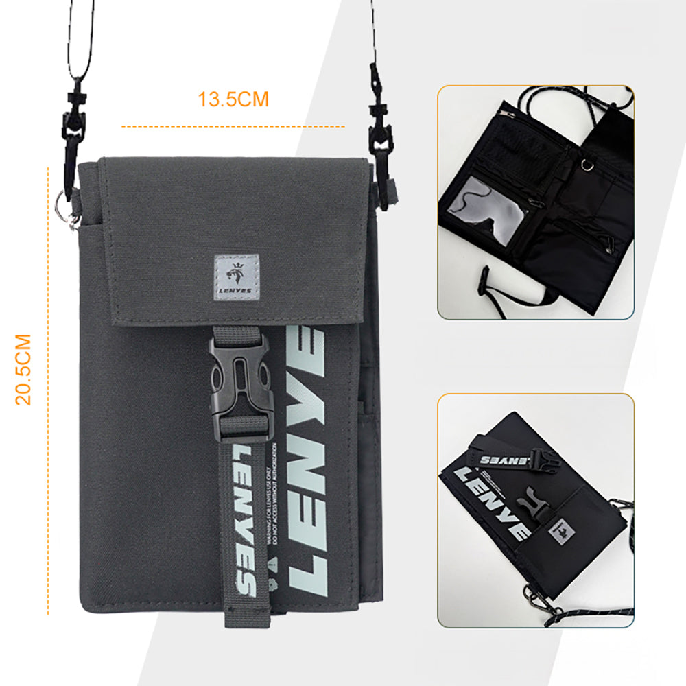 Lenyes LB582 Roamer Serisi Çok Amaçlı Su Geçirmez Polyester Kumaş Ayarlanabilir Omuz Askılı Çapraz Vücut Çantası Gri