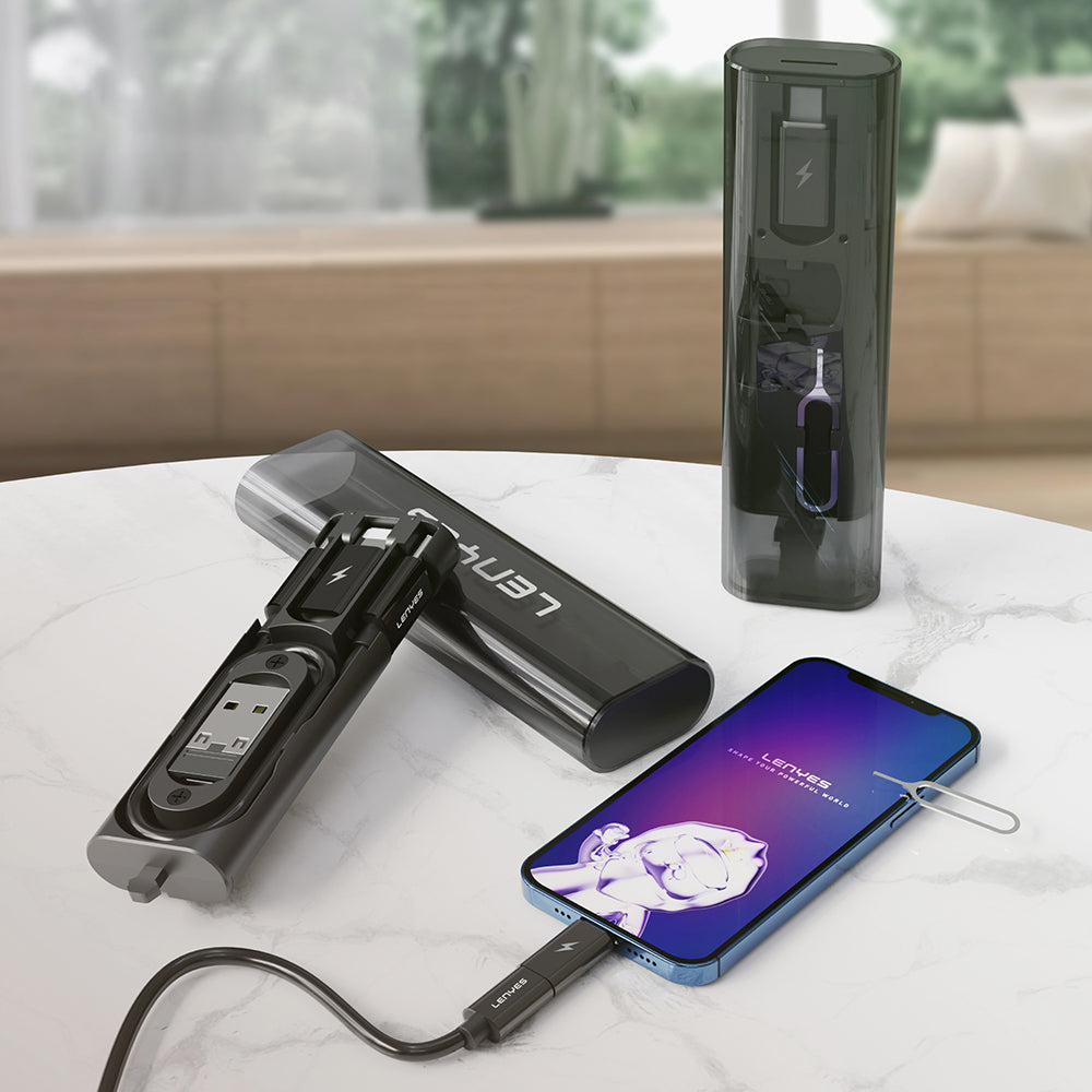 Lenyes LB605 5in1 Type-C to Type-C Kablolu 60W Çevirici Adaptör Seti Saklama Kutusu Siyah