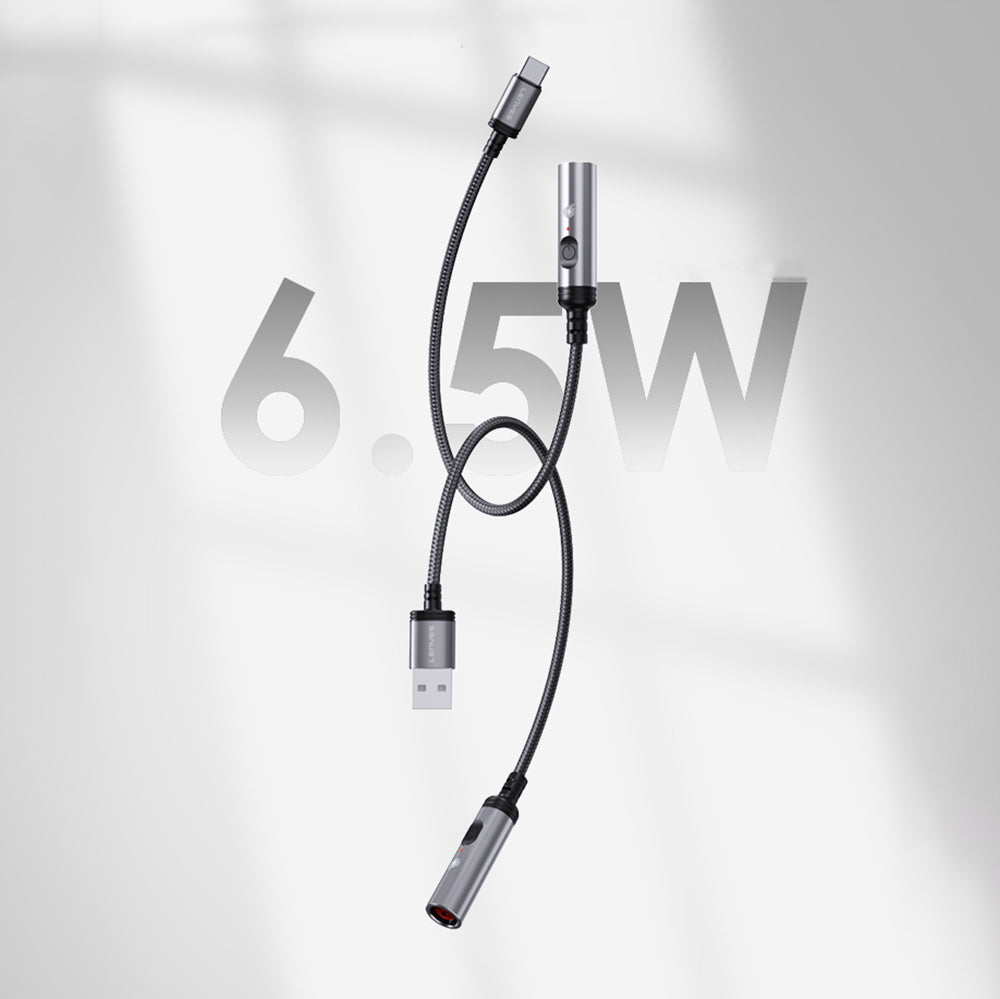 Lenyes LC110-TC Bükülme ve Aşınmaya Dayanıklı Örgü Tasarımlı Type-C Bağlantılı Çakmak Kablosu 30cm Gri