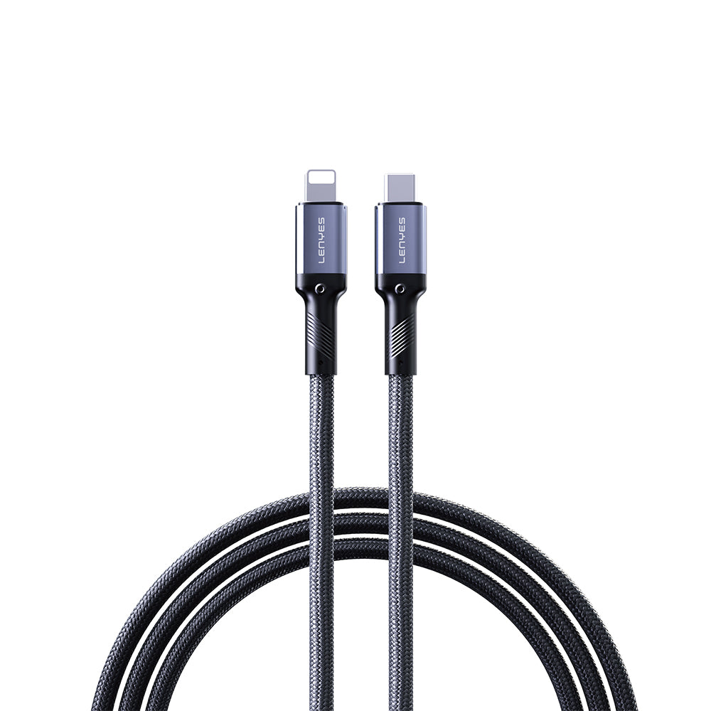 Lenyes LC509 Type-C to Lightning PD 30W Örgü Tasarımlı Hızlı Şarj Özellikli Data ve Şarj Kablosu 1M Siyah