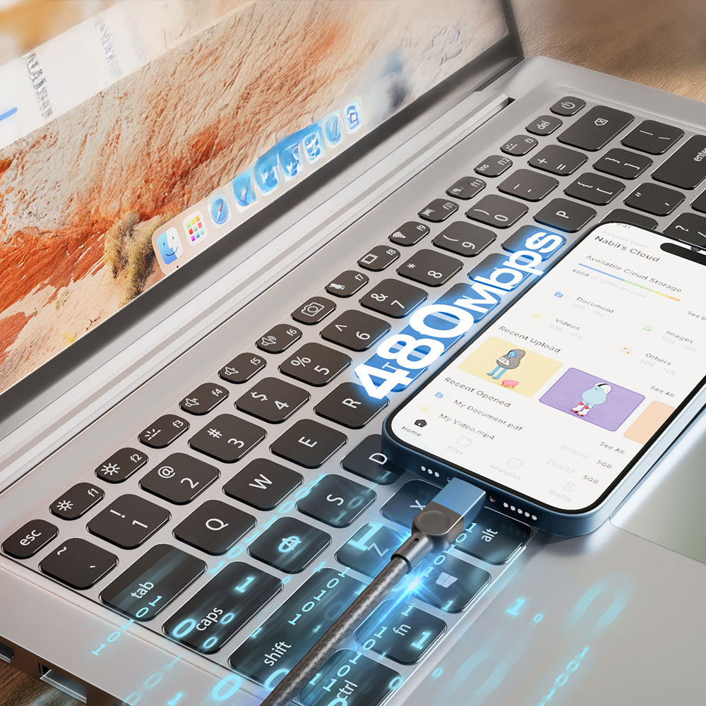 Lenyes LC514 USB-A to Lightning Hızlı Şarj Özellikli Örgülü Data ve Şarj Kablosu 15W 1M Siyah