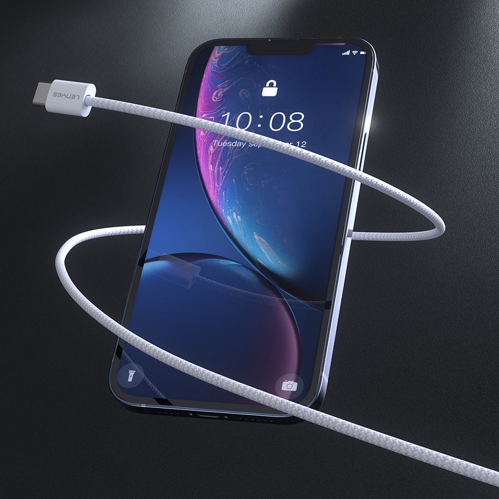 Lenyes LC526 Type-C to Type-C Akıllı Çip Koruma Özellikli Data ve Şarj Kablosu 60W 1.2M Beyaz