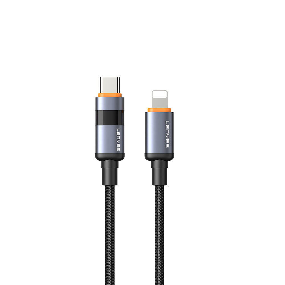 Lenyes LC529 Type-C to Lightning LED Dijital Göstergeli Hızlı Şarj Özellikli Data ve Şarj Kablosu 30W 1M Siyah
