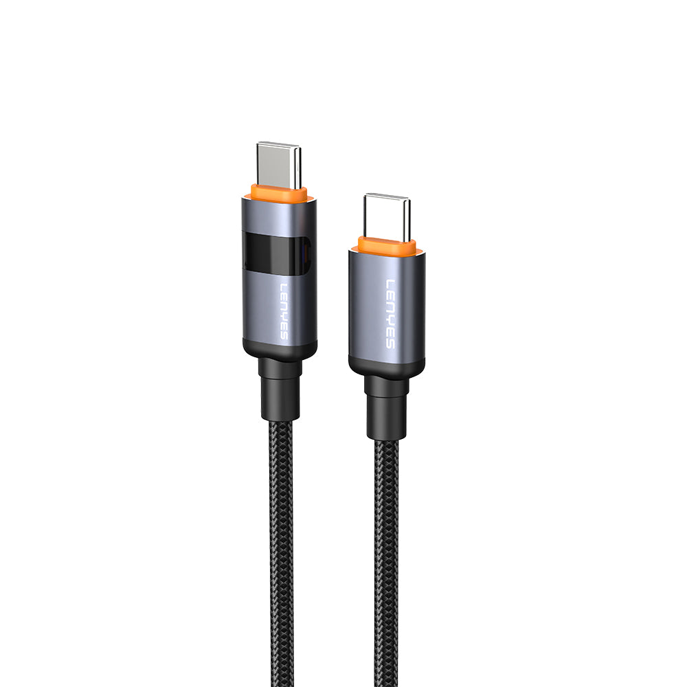 Lenyes LC529 Type-C to Type-C LED Dijital Göstergeli Hızlı Şarj Özellikli Data ve Şarj Kablosu 100W 1M Siyah