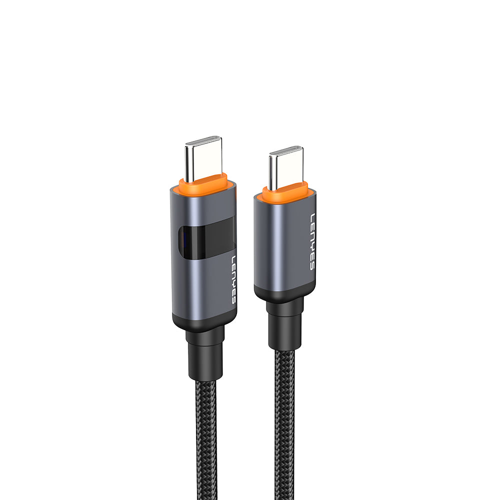 Lenyes LC529 Type-C to Type-C LED Dijital Göstergeli Hızlı Şarj Özellikli Data ve Şarj Kablosu 100W 1M Siyah