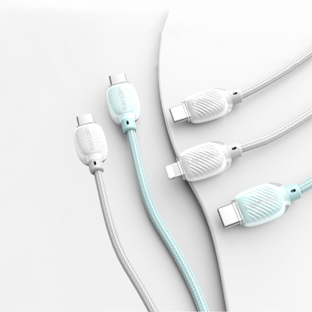 Lenyes LC536 Type-C to Type-C PD Örgü Tasarımlı Hızlı Şarj Özellikli Data ve Şarj Kablosu 60W 1M Beyaz