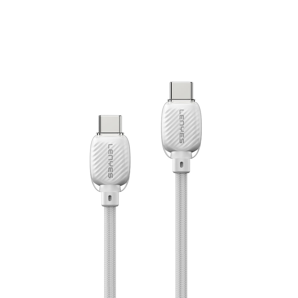 Lenyes LC536 Type-C to Type-C PD Örgü Tasarımlı Hızlı Şarj Özellikli Data ve Şarj Kablosu 60W 1M Beyaz