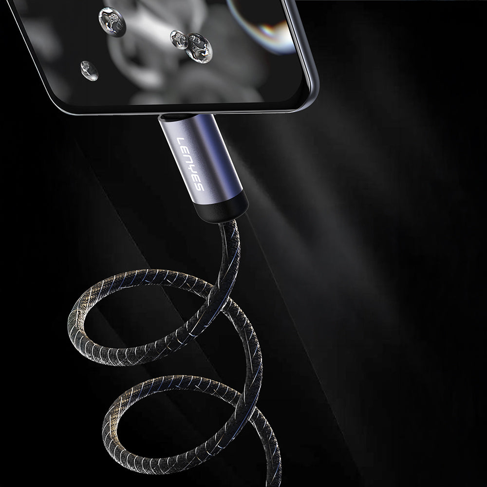 Lenyes LC537 USB-A to Micro Hızlı Şarj Özellikli Örgülü Data ve Şarj Kablosu 10W 1M Siyah