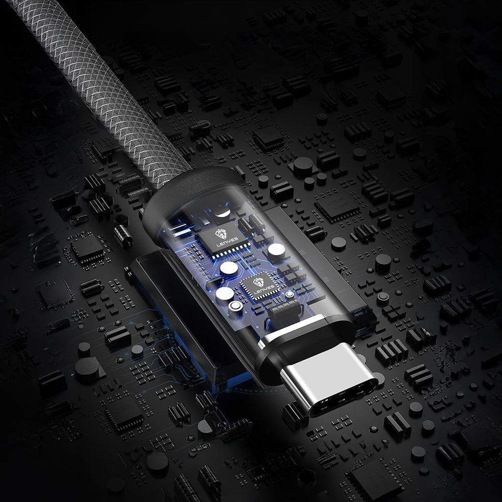 Lenyes LC537 USB-A to Type-C Örgü Tasarımlı Hızlı Şarj Özellikli Data ve Şarj Kablosu 10W 1M Siyah