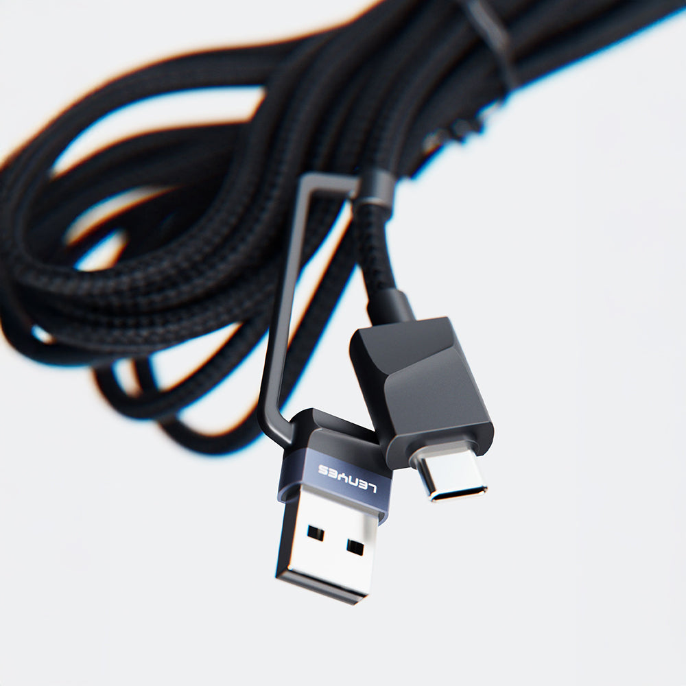 Lenyes LC541 USB-A + Type-C to Lightning – Type-C – Akıllı Saat Şarj Kablosu 60W 1M Siyah