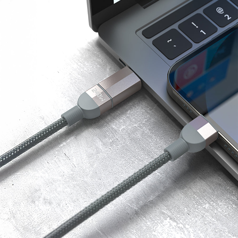 Lenyes LC543 4in1 Hızlı Şarj Özellikli USB-A - Type-C + Type-C to Lightning Data ve Şarj Kablosu 240W 1M Gri