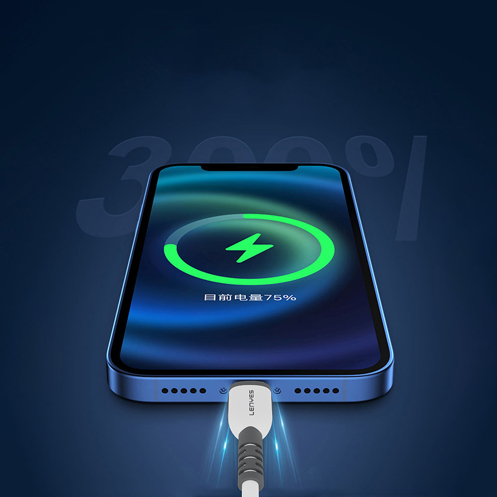 Lenyes LC979 USB-A to Lightning Hızlı Şarj Özellikli Data ve Şarj Kablosu 2.4A 1M Beyaz