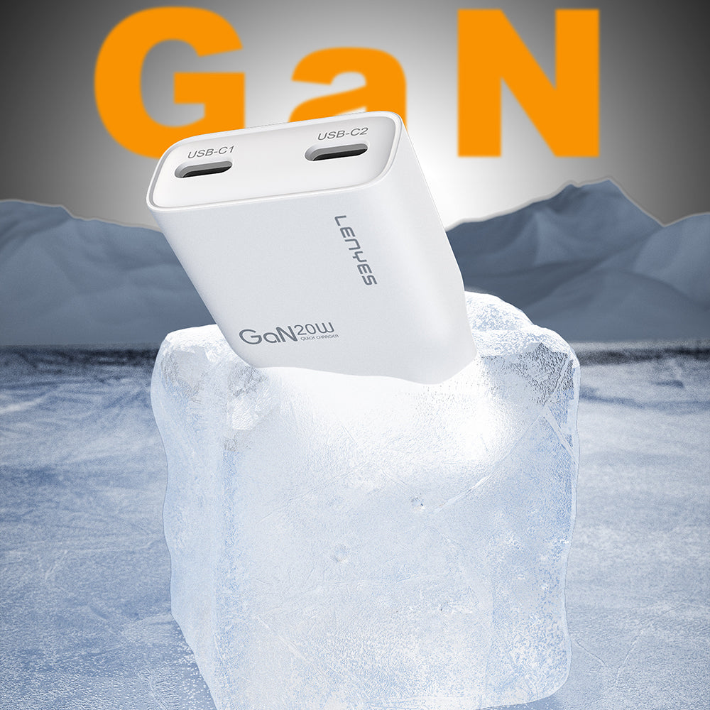 Lenyes LCH15 Dual Type-C PD GaN Teknolojili Hızlı Şarj Başlığı 20W Beyaz