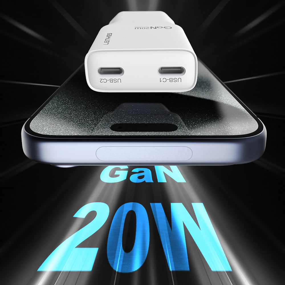 Lenyes LCH15-EU TC-TC Type-C to Type-C GaN Teknolojili PD Hızlı Şarj Özellikli Şarj Seti 20W Beyaz