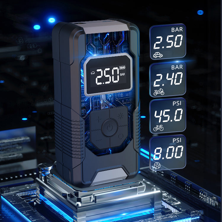 Lenyes LCI201 Oto Araç Lastik Şişirme Pompası Çok Modlu Dijital Ekranlı Araç Hava Kompresörü Siyah