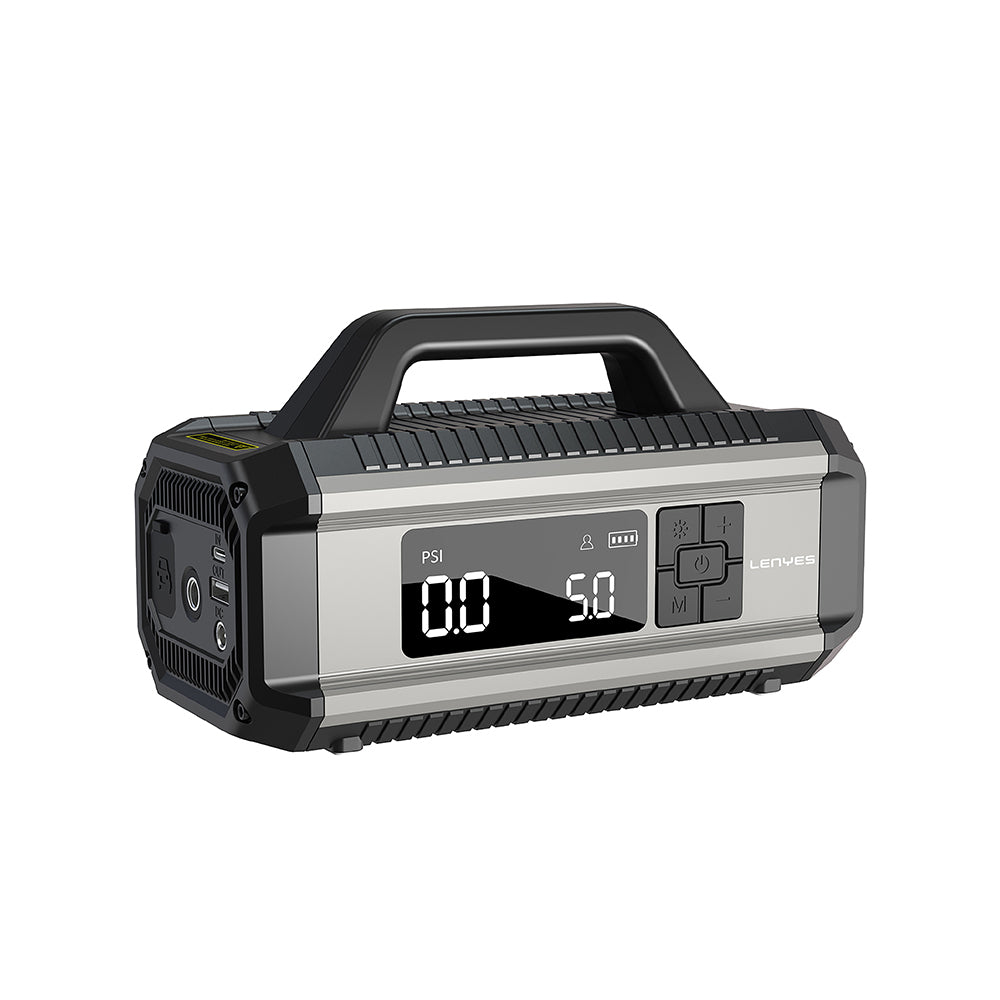 Lenyes LCI202 LED Işıklı Araç Akü Acil Durum Takviye Güç Kaynağı ve Hava Kompresörü 12V 150W 10000mAh Gri