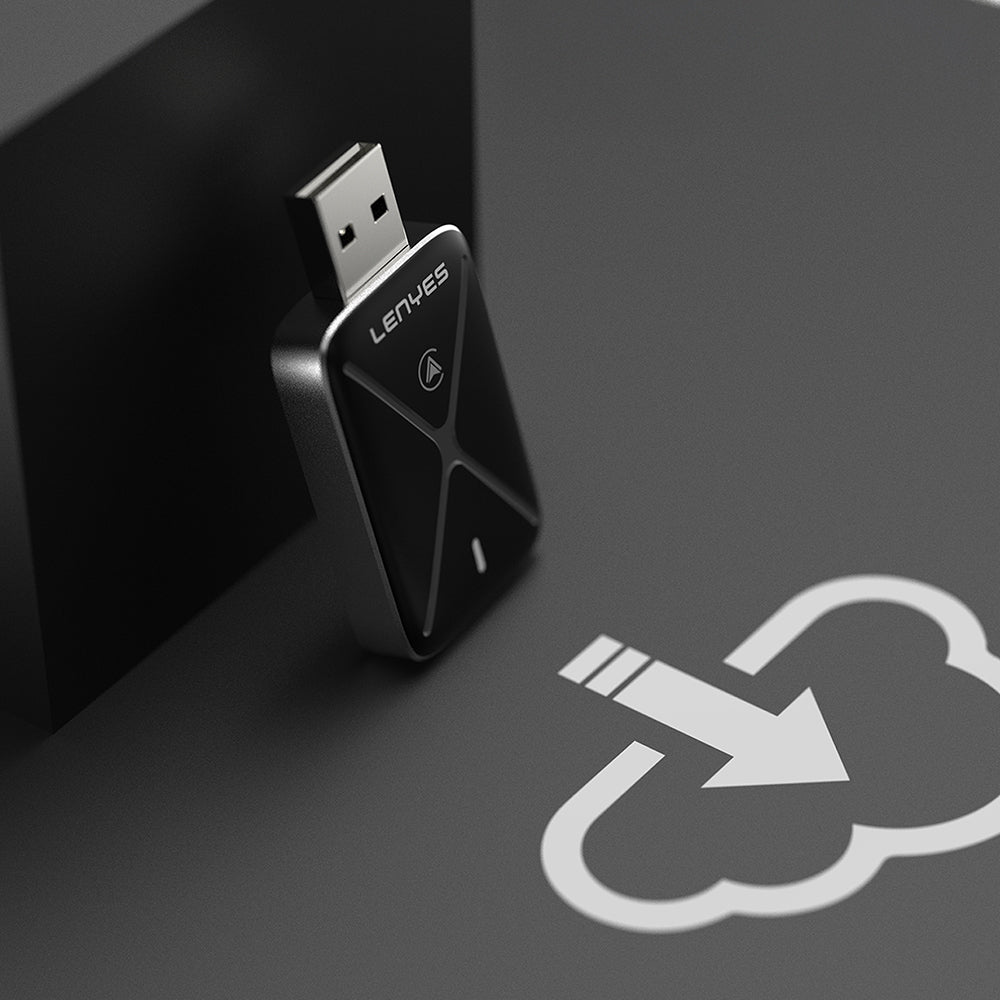 Lenyes LCP01 Android Auto Destekli CarPlay USB Bluetooth 5.0 Wireless Transmitter Adaptör Siyah