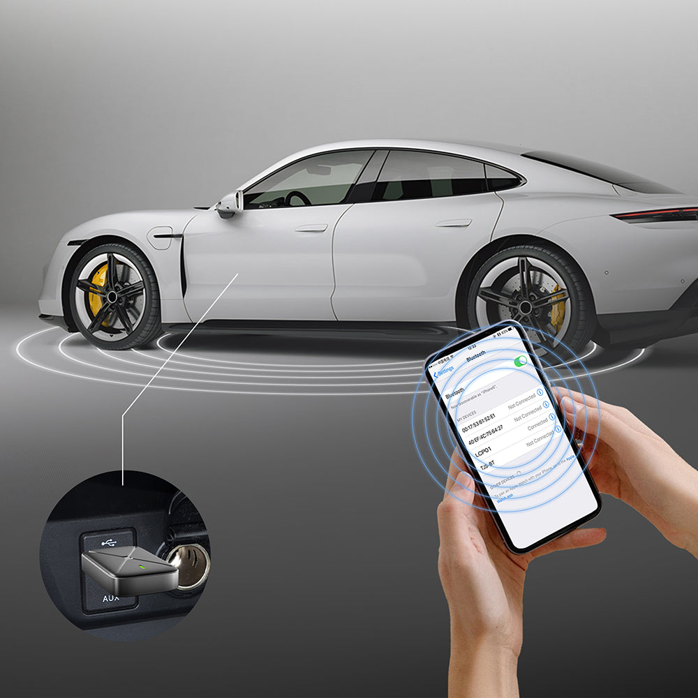 Lenyes LCP01 Android Auto Destekli CarPlay USB Bluetooth 5.0 Wireless Transmitter Adaptör Siyah