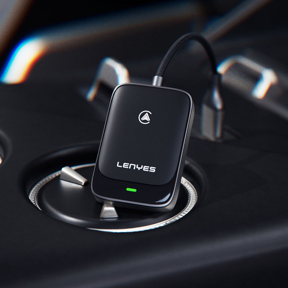 Lenyes LCP03 Android Auto Destekli CarPlay USB Bluetooth 5.0 Wireless Transmitter Adaptör Siyah