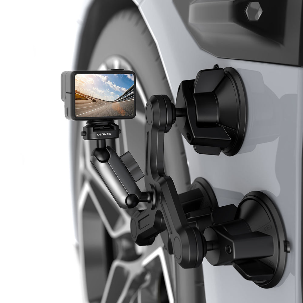 Lenyes LCT101 360° Ayarlanabilir 3 Vantuzlu Aksiyon Kamera Tutucu Siyah