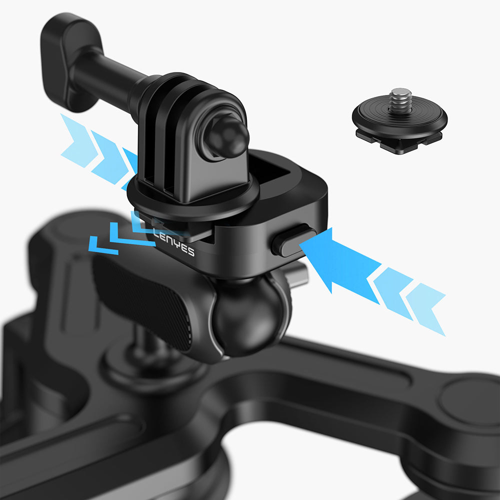 Lenyes LCT101 360° Ayarlanabilir 3 Vantuzlu Aksiyon Kamera Tutucu Siyah