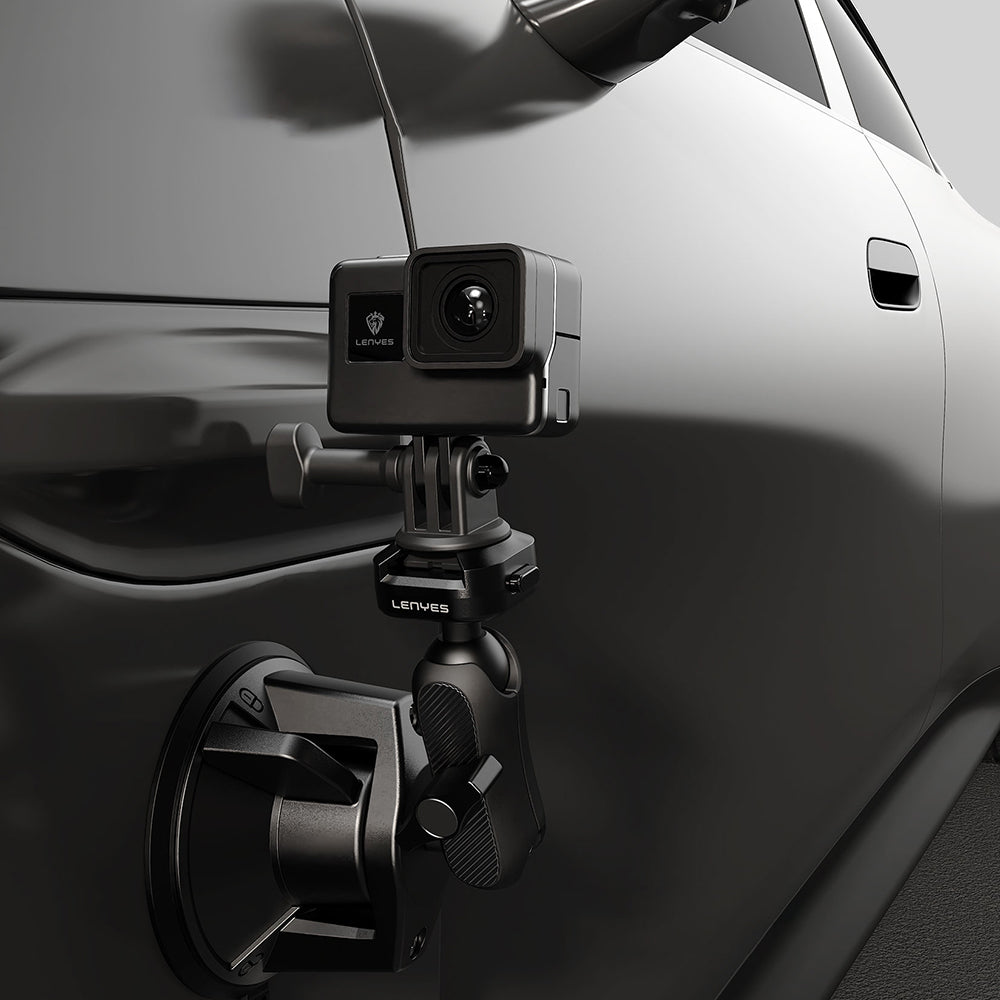 Lenyes LCT102 Teleskopik Vantuzlu Tasarım Aksiyon Kamera Tutucu Siyah