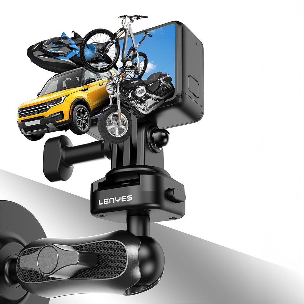 Lenyes LCT104 Teleskopik Vantuzlu Tasarım Aksiyon Kamera Tutucu Siyah