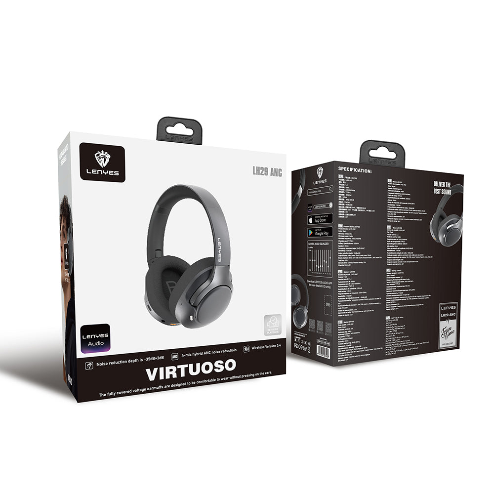Lenyes LH29 ANC Özellikli TWS Kulak Üstü Bluetooth Kulaklık v5.4 Siyah