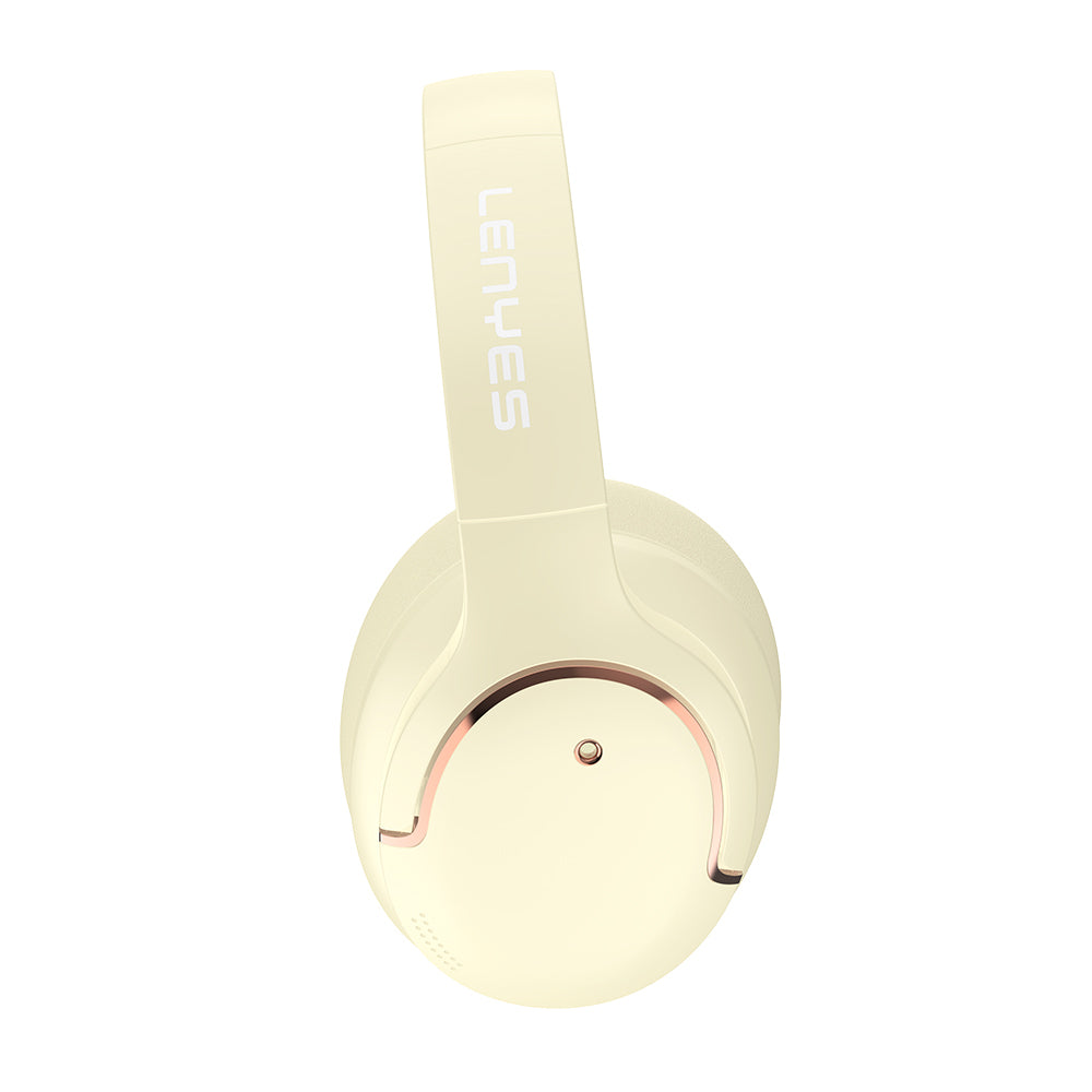 Lenyes LH61 Katlanabilir Tasarımlı TWS Kulak Üstü Bluetooth Kulaklık v5.4 Krem