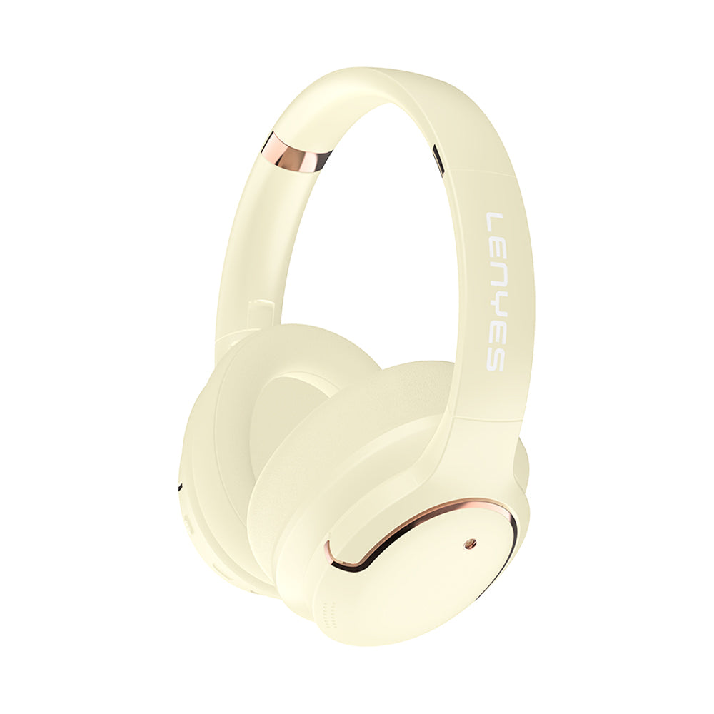 Lenyes LH61 Katlanabilir Tasarımlı TWS Kulak Üstü Bluetooth Kulaklık v5.4 Krem