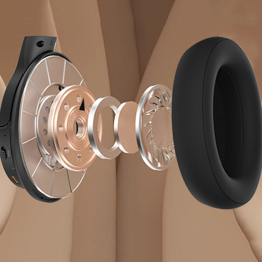 Lenyes LH61 Katlanabilir Tasarımlı TWS Kulak Üstü Bluetooth Kulaklık v5.4 Krem