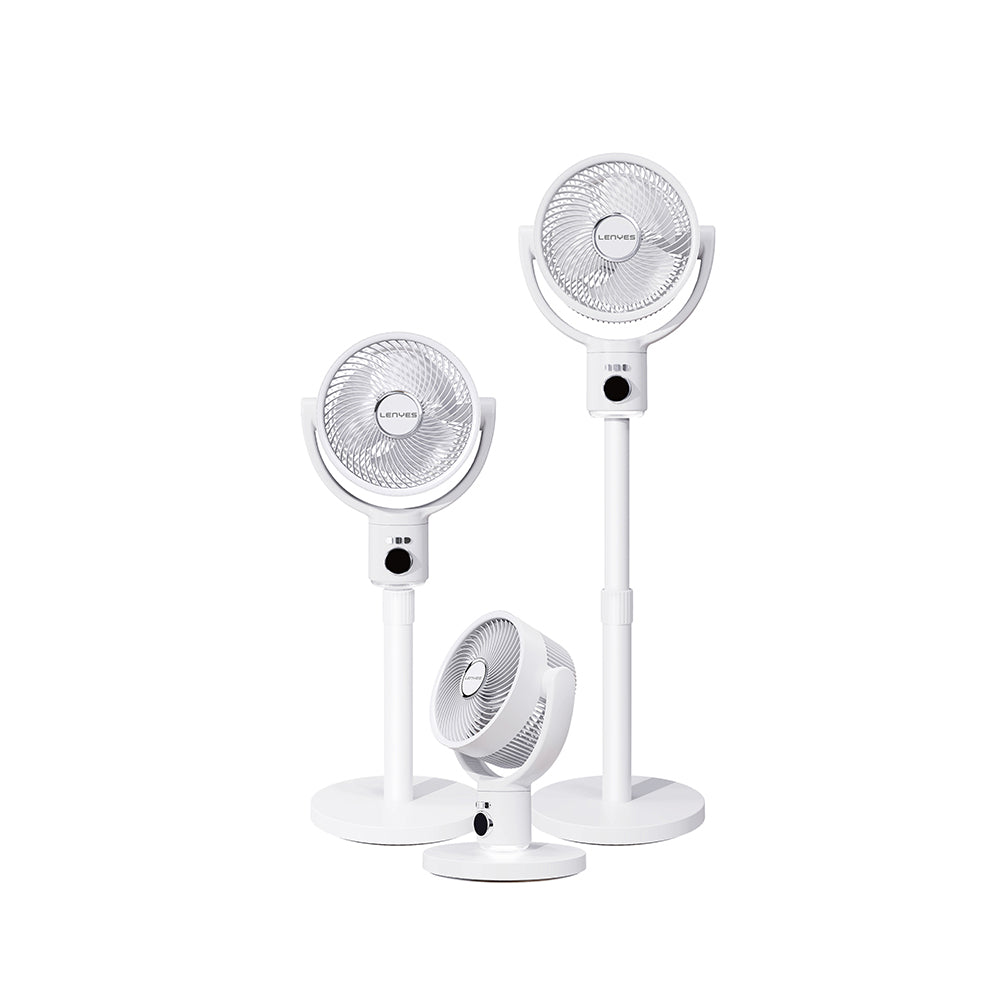 Lenyes LHF10 Dijital LED Göstergeli 5 Kademeli Uzaktan Kumandalı Uzayabilen Gövdeli 10 inç Fan Beyaz